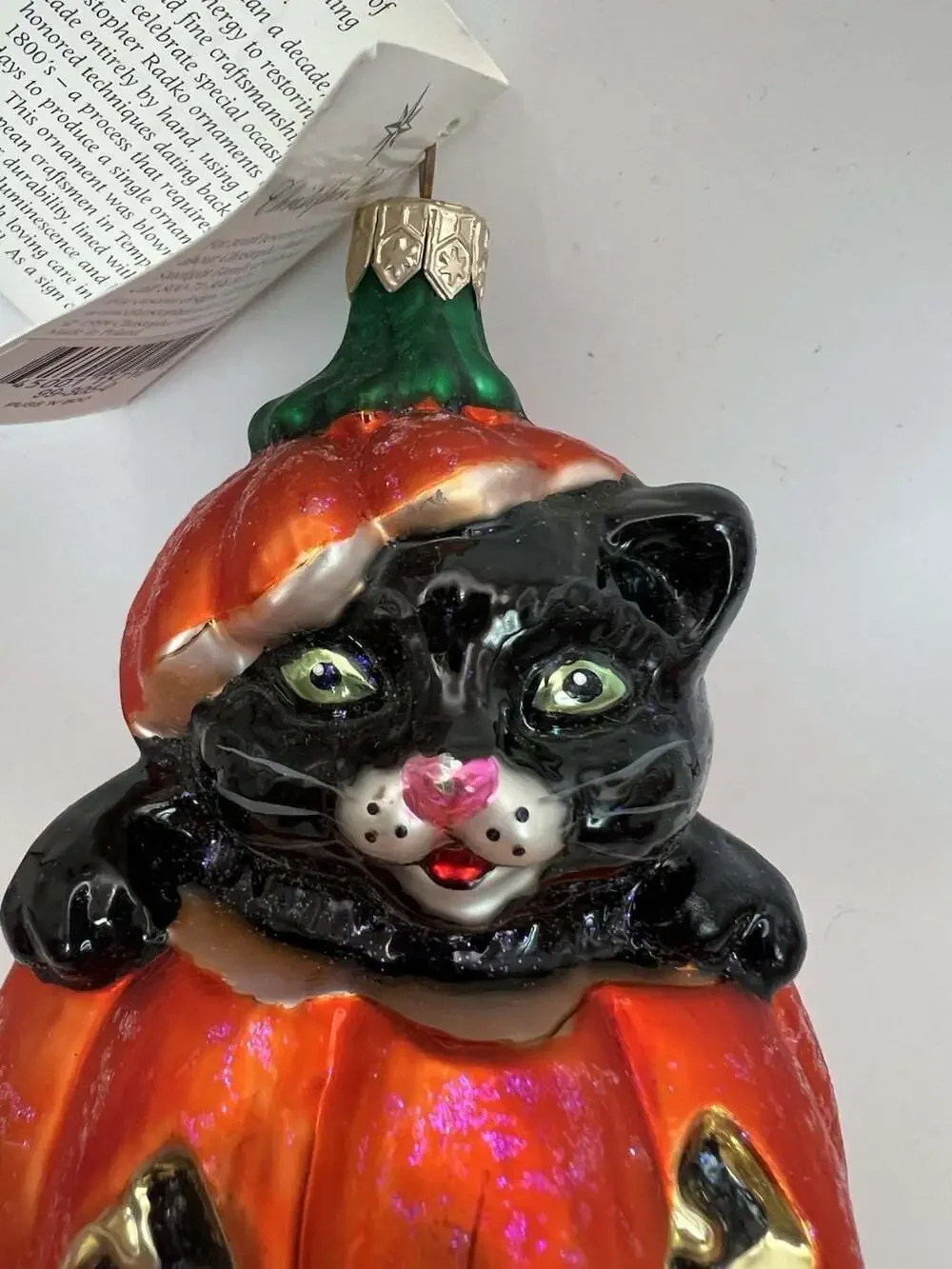 Christopher Radko Puss N Boo Halloween Ornament 1999 Black Cat Pumpkin NWT